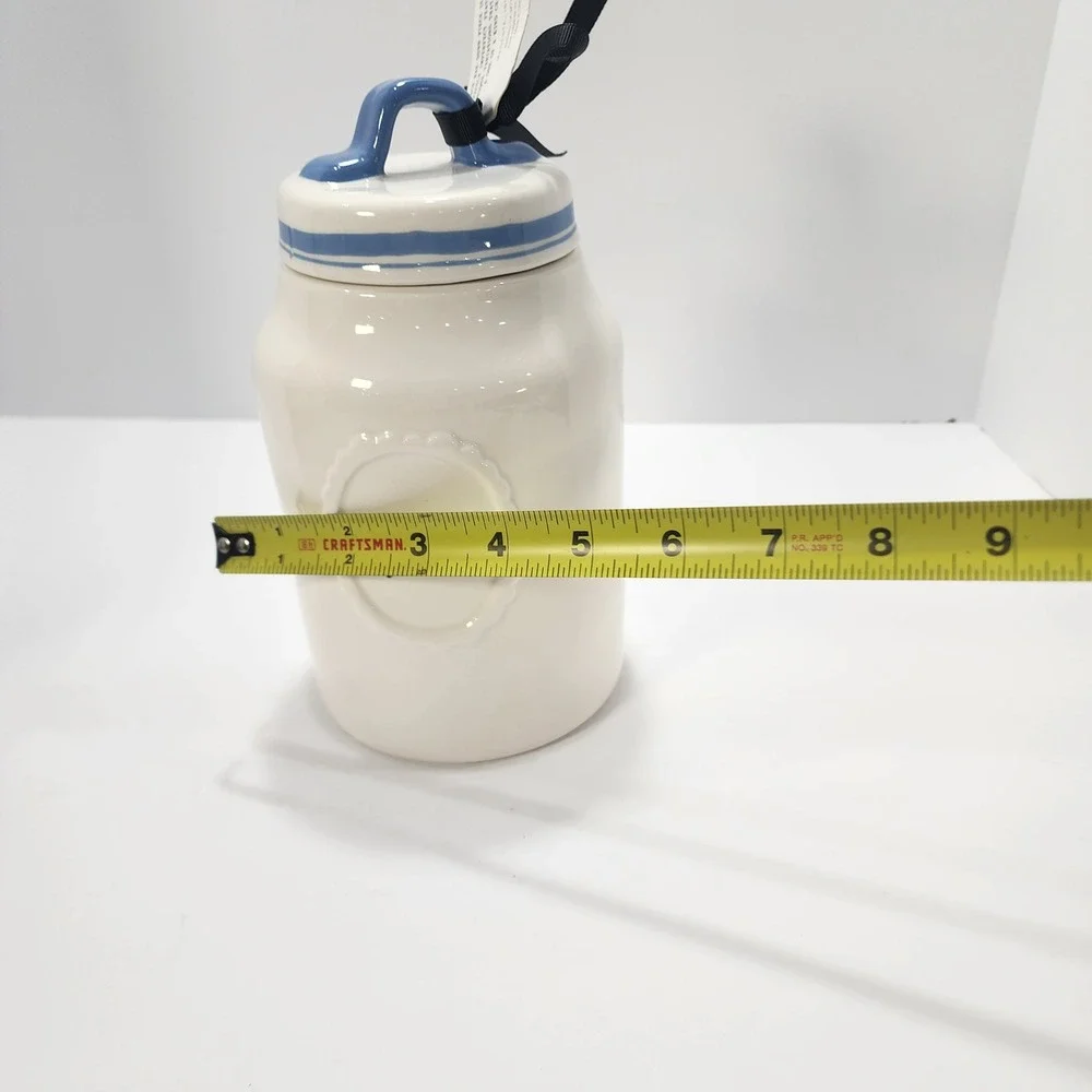 Rae Dunn Fresh Ceramic Canister Blue White Farmhouse Kitchen Storage Jar NWT